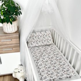   2 részes babaágynemű szett – barna apró virágok, 70×90 cm, pamut