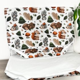   Bélelt lepedő bölcsis/ovis fektetőre 56×135 cm – Őszi erdei mókus, gumis rögzítéssel