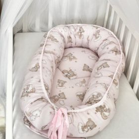 Babafészek - rózsaszín szivárványos maci, pamut