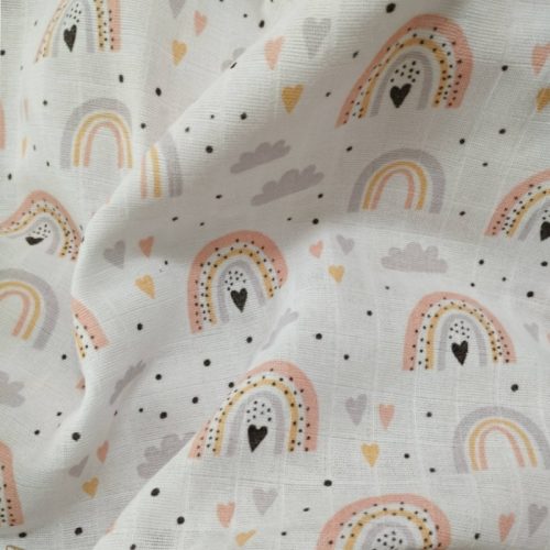Textilpelenka – szivárvány, 70×70 cm, 100% pamut
