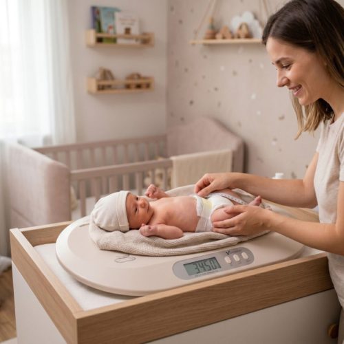 Cangaroo PEANUT digitális baba mérleg fehér – baba súly- és hosszmérő