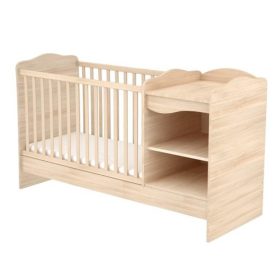   Timba Niki 60×120 cm nyitott kombinált kiságy – borostyán, pelenkázós és junior ággyá alakítható kivitel