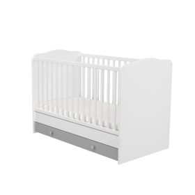   Timba Erik 70×140 cm zárt végű, heverővé alakítható kiságy – fehér/ezüst, hosszú távú gyerekágy megoldás