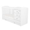 Timba Félix 60×120 cm kombinált kiságy 3 fiókkal – fehér/csillagos, pelenkázós és junior ággyá alakítható kivitel