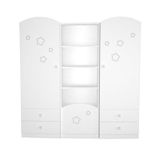 Timba Félix szekrény jobb elem – fehér/csillagos, moduláris babaszoba tároló