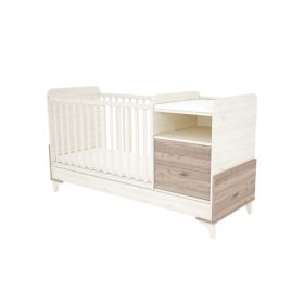   Timba Kloé 60×120 cm kombinált kiságy 2 fiókkal – krém/fűz, pelenkázós és junior ággyá alakítható kivitel