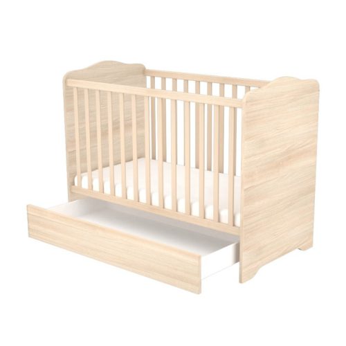 Timba Niki 70×140 cm heverővé alakítható kiságy ágyneműtartóval – borostyán, hosszú távú gyerekágy megoldás