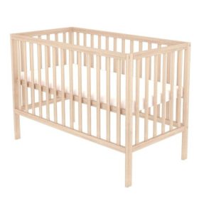   Timba Niki 60×120 cm egyenes végű, körbe rácsos kiságy – borostyán, stabil fa babaágy