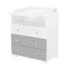 Timba Erik 80 pelenkázó komód 3 fiókkal – fehér/ezüst, praktikus babaszoba tároló