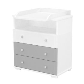   Timba Erik 80 pelenkázó komód 3 fiókkal – fehér/ezüst, praktikus babaszoba tároló