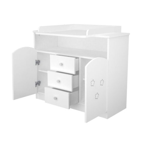 Timba Félix 106 pelenkázó komód – fehér/csillagos, praktikus babaszoba tároló