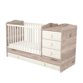   Timba Viki 60x120 cm kombinált kiságy 3 fiókkal – krém/fűz, pelenkázóval és junior ággyá alakítható kivitel
