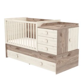   Timba Viki 70×120 cm multikombi kiságy – krém/fűz, pelenkázós és junior ággyá alakítható, extra tárolóval
