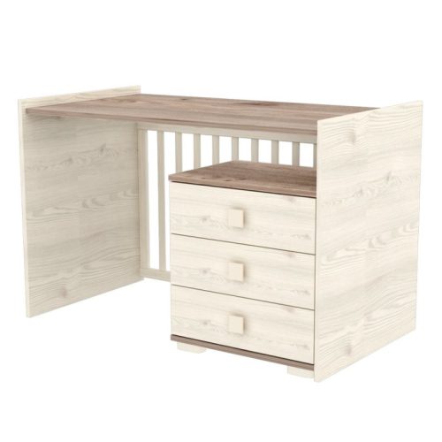 Timba Viki 70×120 cm multikombi kiságy – krém/fűz, pelenkázós és junior ággyá alakítható, extra tárolóval