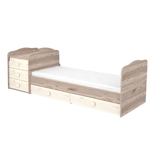 Timba Viki 70×120 cm kombinált kiságy 5 fiókkal – krém/fűz, pelenkázós és junior ággyá alakítható kivitel