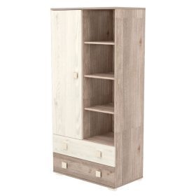   Timba Viki 1 ajtós, 2 fiókos polcos szekrény – krém/fűz, tágas babaszoba tároló