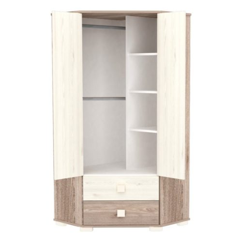 Timba Viki sarokszekrény – krém/fűz, helytakarékos babaszoba tároló