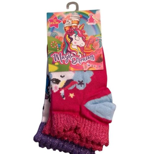 Disney zokni - 2 db a csomagban - 23-26-os - pink unicornis