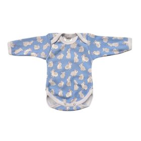   Body - hosszú ujjas - kék púder fülecskés nyuszik - 56-os