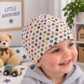 Klasszikus babasapka 52 cm – bézs apró mintás