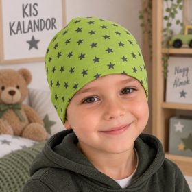 Klasszikus babasapka 52 cm – zöld csillagos