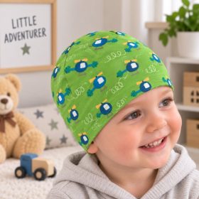 Klasszikus babasapka 52 cm – zöld mintás