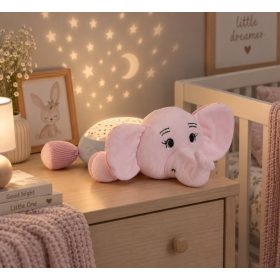   Lorelli Night Light éjszakai fény – Pink/Powder Elephant, zenélő plüss éjjeli lámpa babáknak
