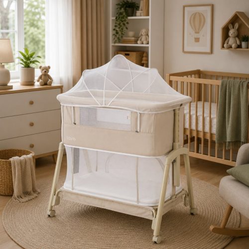 Lorelli Layla 2 az 1-ben babaöböl és utazóágy – Beige, állítható magassággal és anti-reflux funkcióval