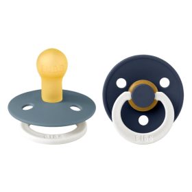   BIBS játszócumi - világító Colour natúr kaucsuk 0-6 hó pávakék/tintakék 2 db