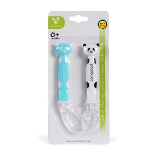 Szilikon kanál szett 2 db-os Panda kék/fehér