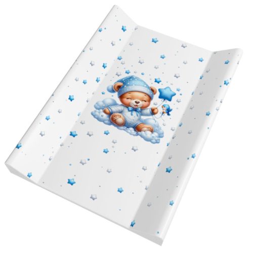 Felhős maci merev peremes pelenkázólap 70×50 cm – kék