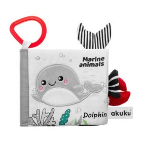  Akuku első textilkönyv tengeri állatokkal – puha bébi fejlesztő könyv