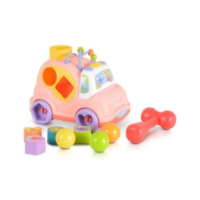   Huanger zenélő és világító kisautó – pink, műanyag bébijáték