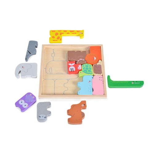 Moni Toys fa állatos kirakó 15 db – készségfejlesztő puzzle gyerekeknek