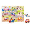 TOOKY Toy fogantyús fa puzzle járművek 9 db – készségfejlesztő kirakó babáknak