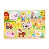 TOOKY Toy fogantyús fa puzzle farm állatok 10 db – készségfejlesztő kirakó babáknak