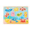 TOOKY Toy fogantyús fa puzzle tengeri állatok 10 db – készségfejlesztő kirakó babáknak