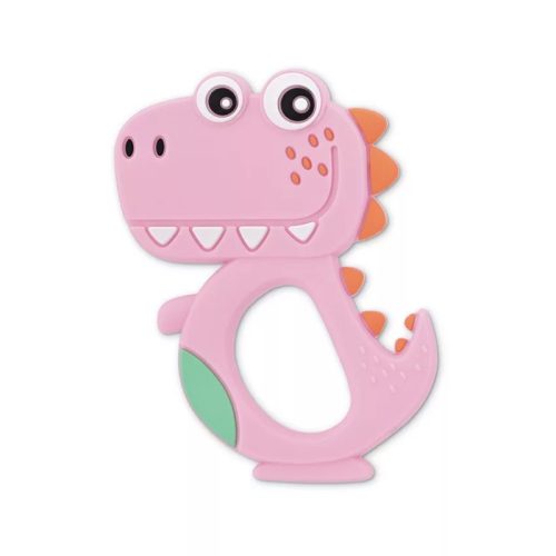 Baby Care szilikon rágóka – Dino Lucky Pink
