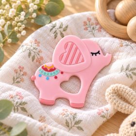 Baby Care szilikon rágóka – Elephant Lucky Pink