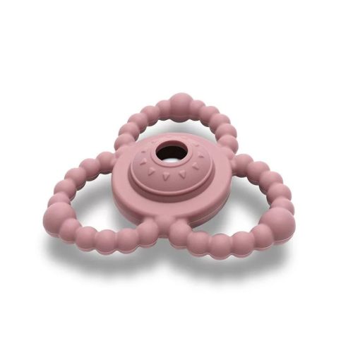 Lorelli természetes szilikon csörgő-rágóka – deep pink színben