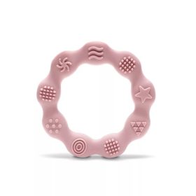   Lorelli természetes szilikon rágóka karika – deep pink színben