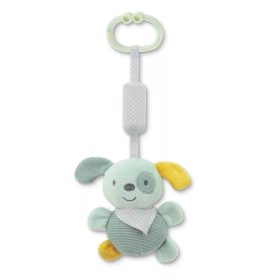   Lorelli Toys Campanula plüss babakocsi játék – zöld kutya, csörgővel