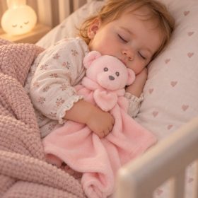 Lorelli Toys Teddy Bear szundikendő – pink színben