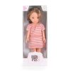 Pretty Girl 33 cm-es hajasbaba – barna hajú, csíkos ruhás játékbaba