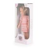 Pretty Girl 33 cm-es hajasbaba – barna hajú, csíkos ruhás játékbaba