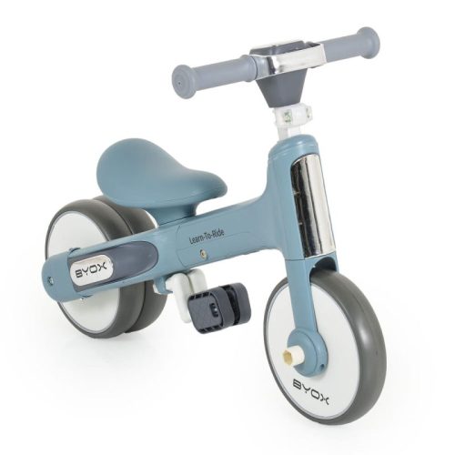 BYOX Learn to Ride 2 az 1-ben mini futóbicikli és 3 kerekű tricikli – összecsukható, kék, első lámpával