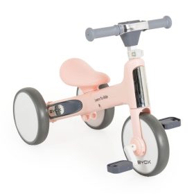   BYOX Learn to Ride 2 az 1-ben mini futóbicikli és 3 kerekű tricikli – összecsukható, pink, első lámpával