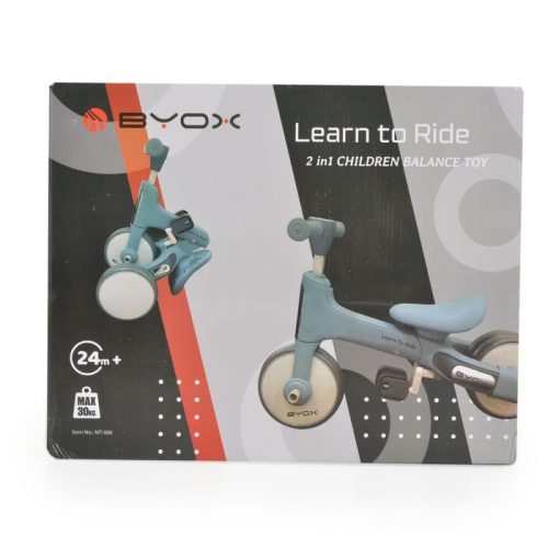 BYOX Learn to Ride 2 az 1-ben mini futóbicikli és 3 kerekű tricikli – összecsukható, pink, első lámpával