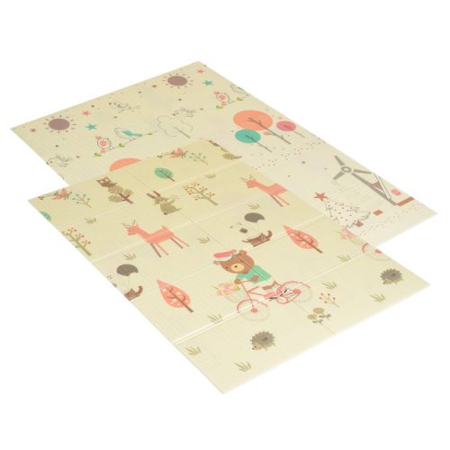 Moni Toys nagy méretű szivacs játszószőnyeg babáknak – erdei állatkák, 120x180 cm