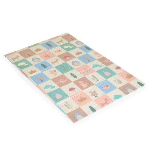 Moni Toys XPE ÚJ pasztell összecsukható játszószőnyeg 120×180 cm – Forest / elefántos, puha és biztonságos játékfelület
